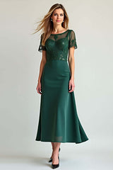 Dressystars Pine Illusion Neck Formal Dress With Beading