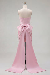 Dressystars Pink Floral Beaded Corset Tight Short Homecoming Dress with Bow
