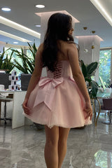 Dressystars Pink Homecoming Dress A Line Sweetheart Corset Short Prom Dress