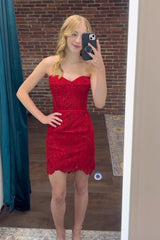 Dressystars Pink Homecoming Dress Corset Lace Tight Short Prom Dress