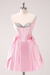 Dressystars Pink Homecoming Dress Corset Sweetheart A Line Short Prom Dress