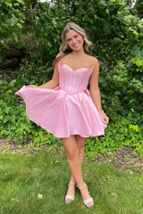Dressystars Pink Homecoming Dress Corset Sweetheart A Line Short Prom Dress