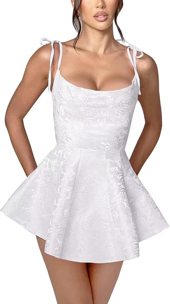 Dressystars Pink Jacquard Homecoming Dress Satin Spaghetti Straps Short Party Dress