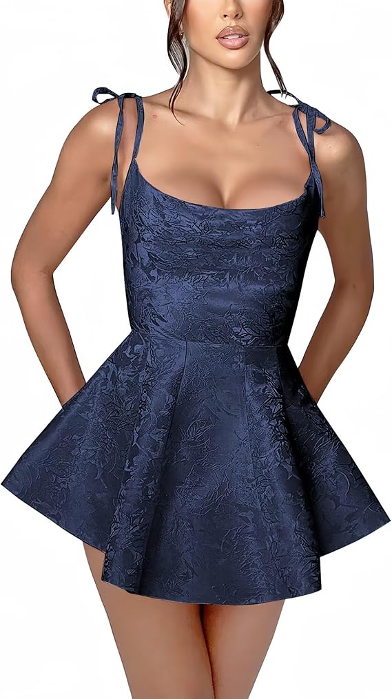 Dressystars Pink Jacquard Homecoming Dress Satin Spaghetti Straps Short Party Dress