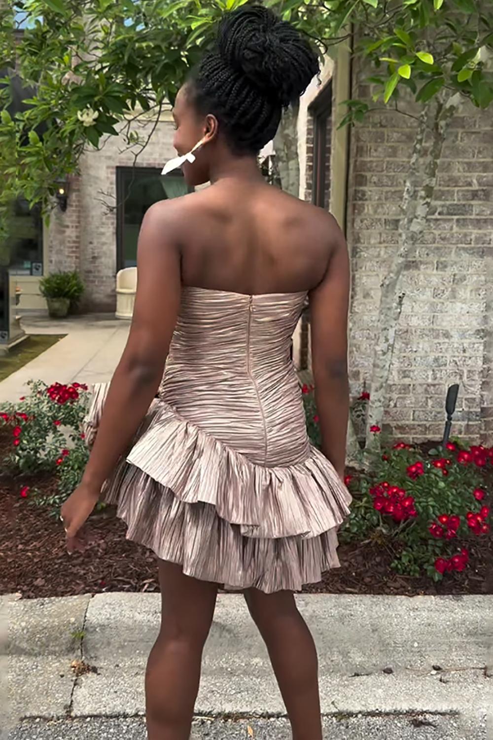 Dressystars Pink Pleated A Line Homecoming Dresses Short Cocktail Dresses With Bow