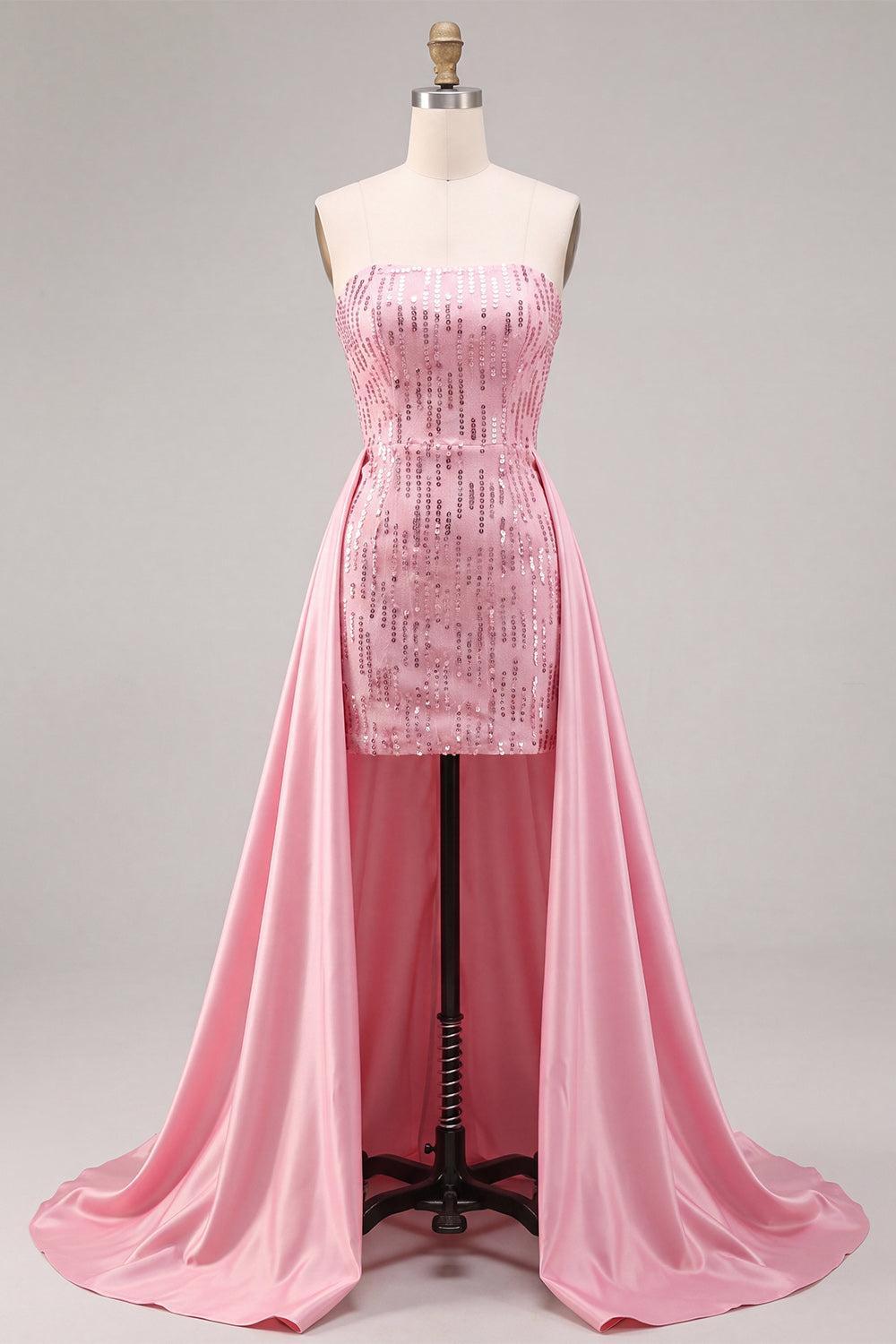 Dressystars Pink Sequin Short Tight Homecoming Dress with Cape