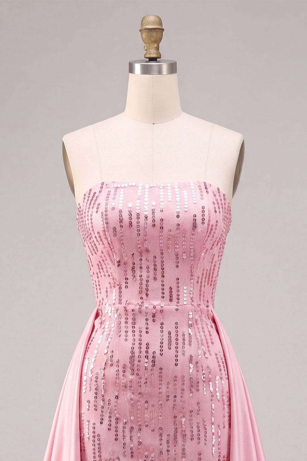 Dressystars Pink Sequin Short Tight Homecoming Dress with Cape