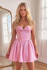 Dressystars Pink Sweetheart A Line Short Corset Homecoming Dress