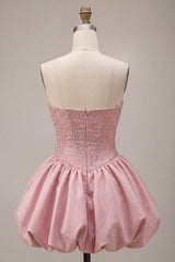 Dressystars Pink Sweetheart Beaded A Line Short Corset Homecoming Dress