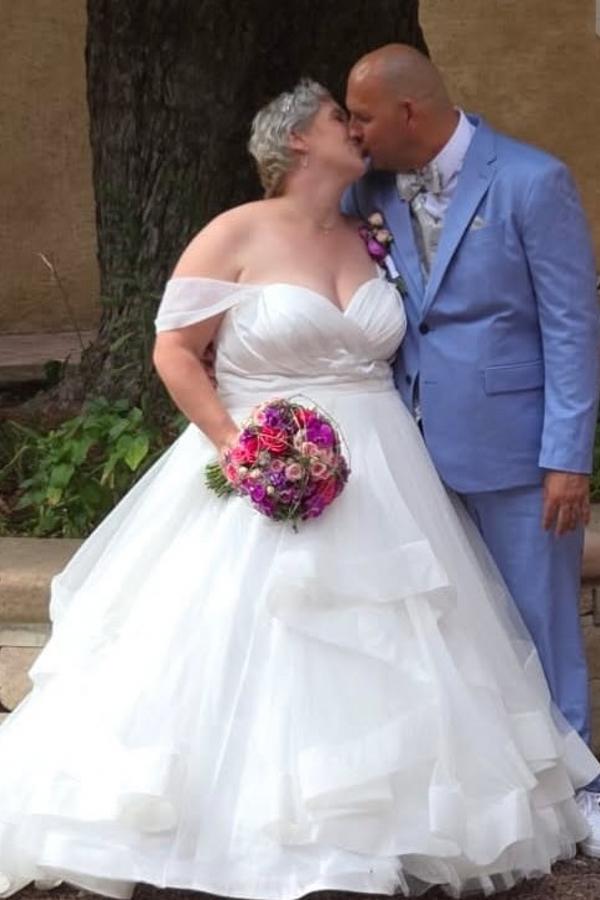 Dressystars Plus Size Wedding Dresses Off The Shoulder Tulle Bridal Gowns