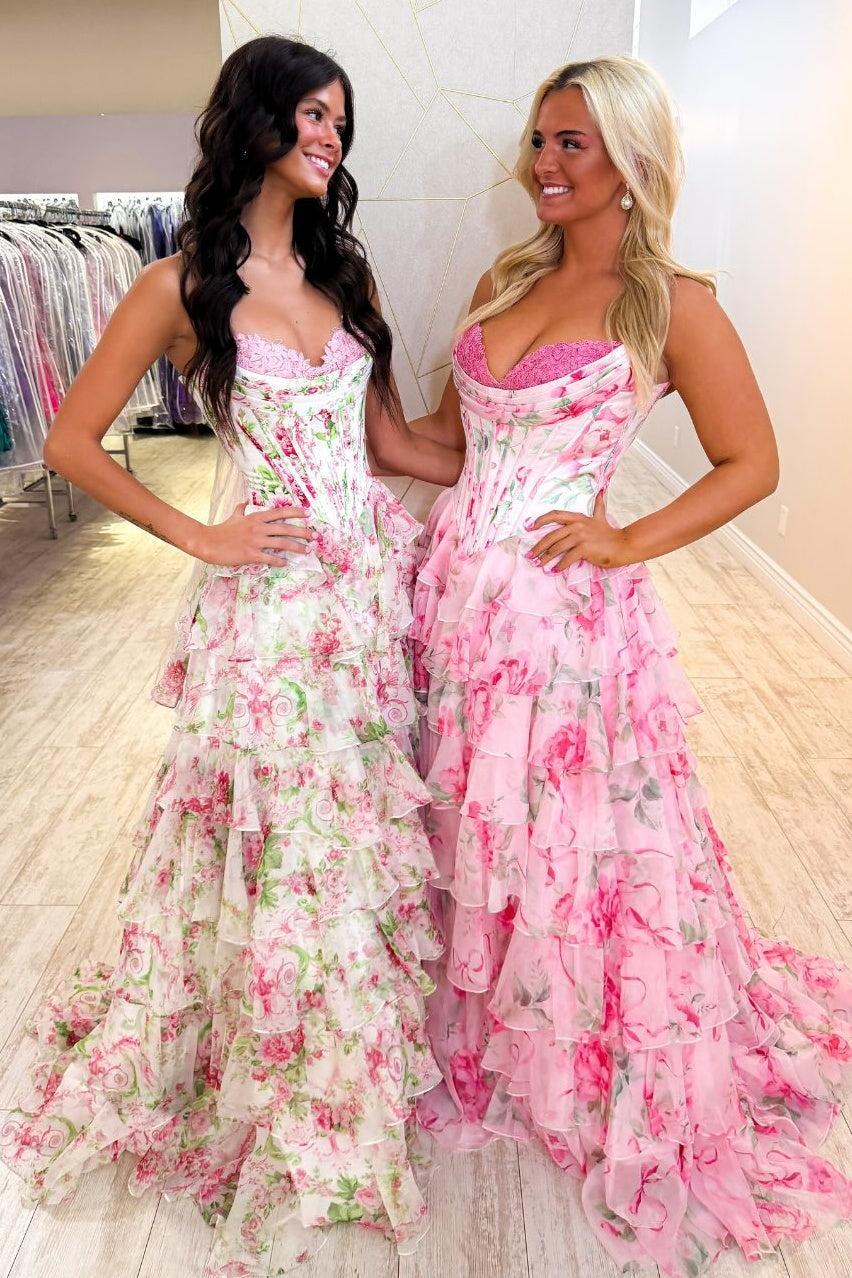 Dressystars Princess A Line Sweetheart Pink Corset Prom Dress With Ruffles Appliques Formal Evening Gown