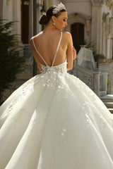 Dressystars Princess Wedding Dress A Line Ivory Spaghetti Straps Tulle Lace Bridal Gown With Glitter