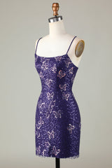 Dressystars Purple Homecoming Dress Butterflies Tight Beaded Sequin Short Prom Dress