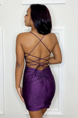 Dressystars Purple Homecoming Dress Sequin Backless Tight Short Prom Dress