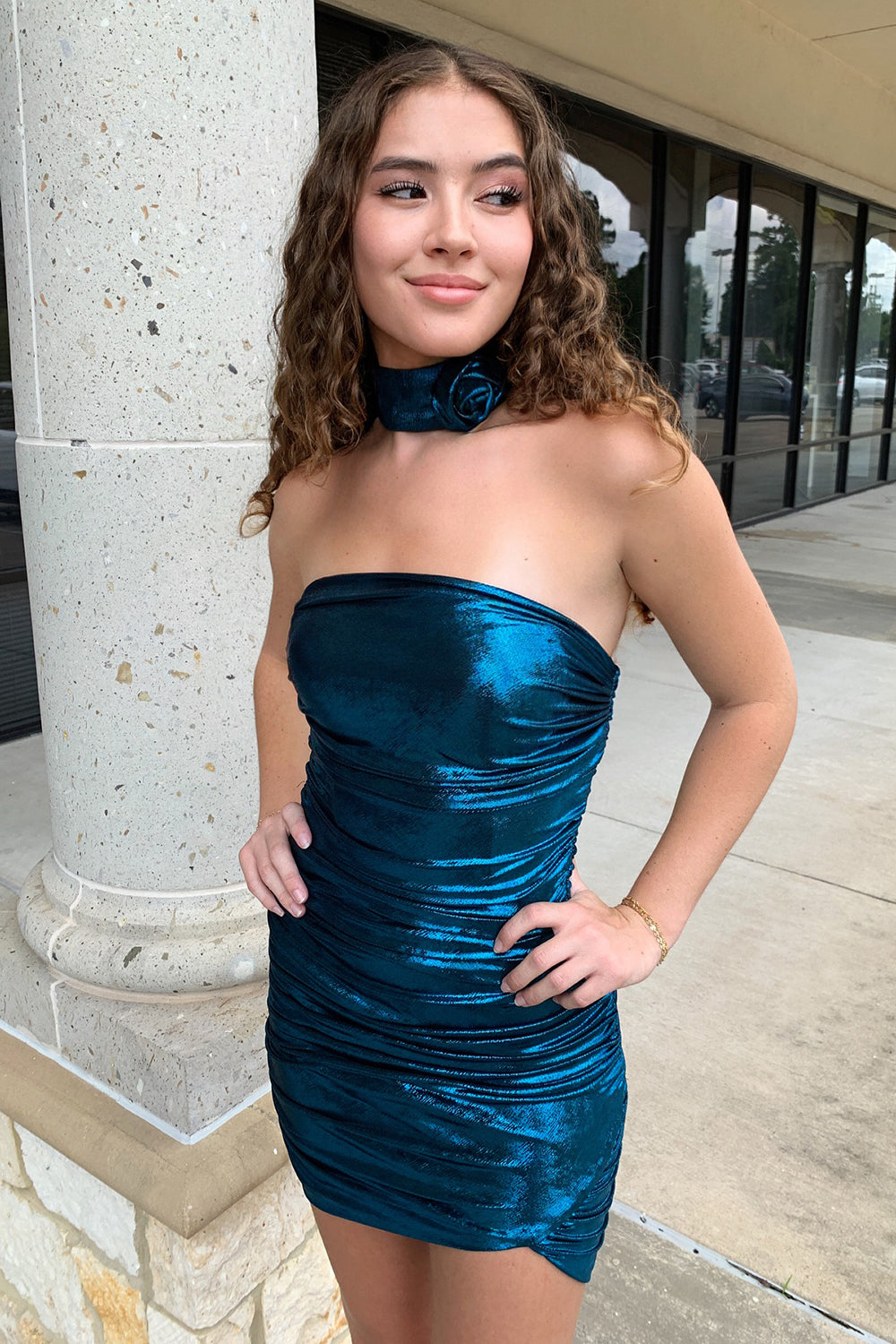 Dressystars Purple Homecoming Dress Strapless Ruched Tight Short Prom Dress