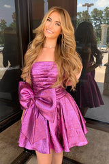 Dressystars Purple Homecoming Dress Sweetheart Corset A Line Short Prom Dress With Bow