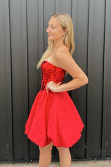 Dressystars Red Homecoming Dress A-Line Mirror Short Prom Dress