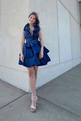 Dressystars Red Homecoming Dress A Line Ruffled Short Prom Dress