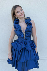 Dressystars Red Homecoming Dress A Line Ruffled Short Prom Dress