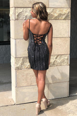 Dressystars Red Homecoming Dress Beaed Lace-Up Back Corset Tight Short Prom Dress
