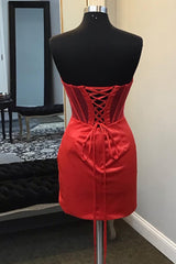 Dressystars Red Homecoming Dress Corset Asymmetrical Tight Short Prom Dress
