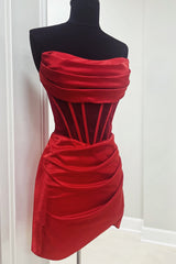 Dressystars Red Homecoming Dress Corset Asymmetrical Tight Short Prom Dress