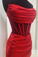 Dressystars Red Homecoming Dress Corset Asymmetrical Tight Short Prom Dress