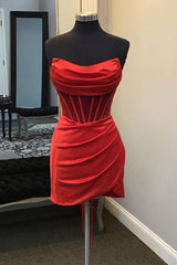 Dressystars Red Homecoming Dress Corset Asymmetrical Tight Short Prom Dress