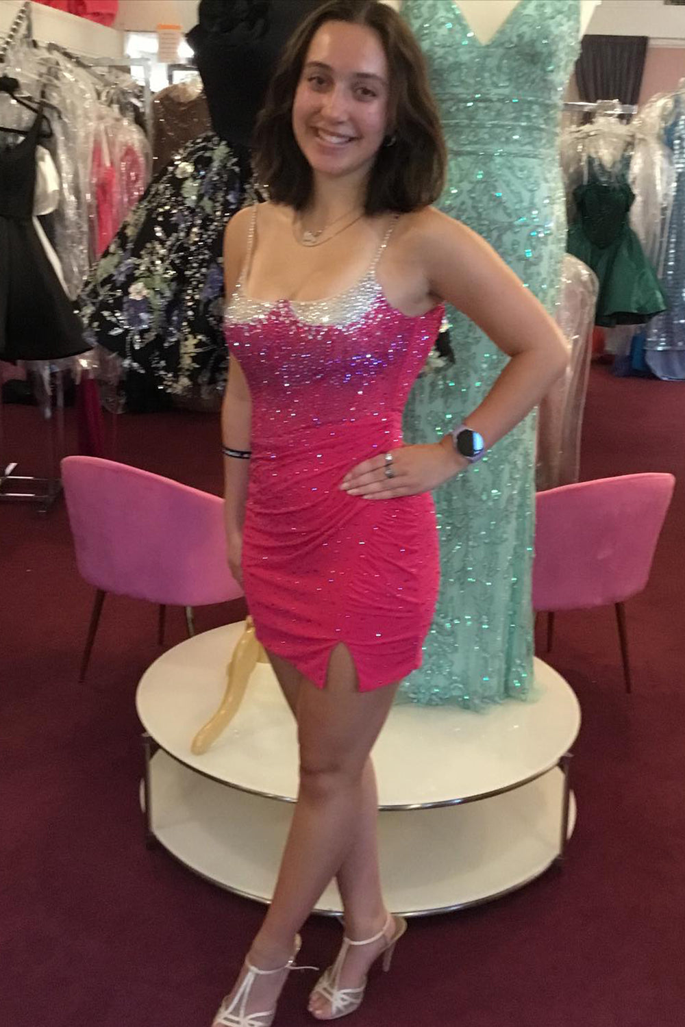 Dressystars Red Homecoming Dress Corset Tight Short Prom Dress with Beadings