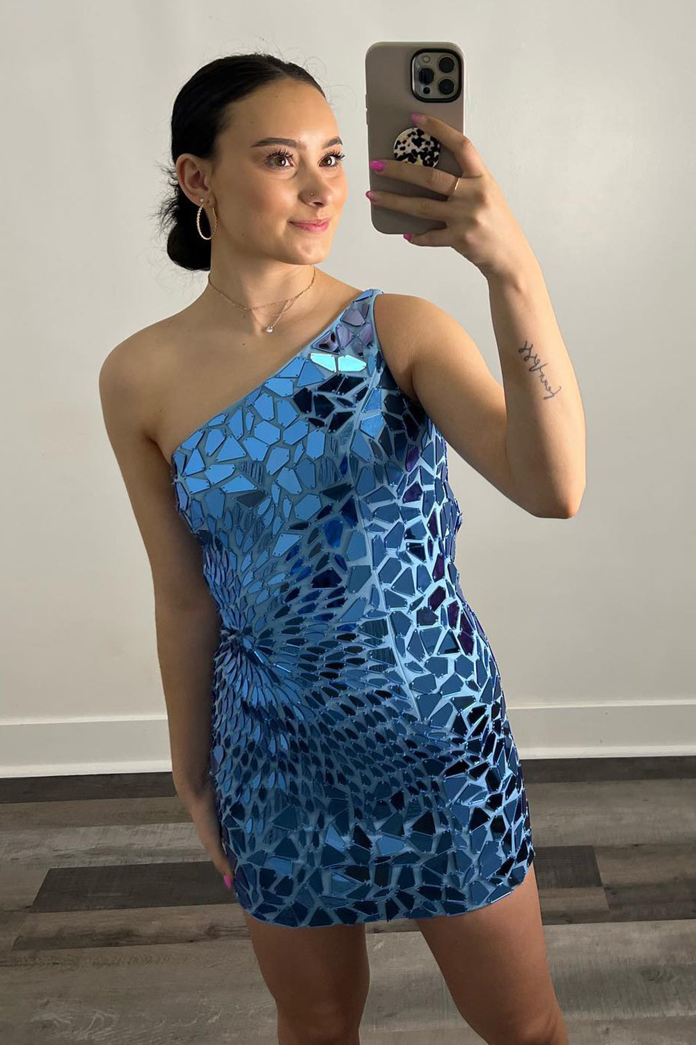 Dressystars Red Homecoming Dress One Shoulder Mirror Tight Short Prom Dress