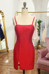 Dressystars Red Homecoming Dress Sequin Lace-Up Tight Short Prom Dress