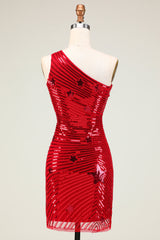 Dressystars Red Homecoming Dress Sequin Stars Tight Short Prom Dress