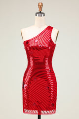 Dressystars Red Homecoming Dress Sequin Stars Tight Short Prom Dress