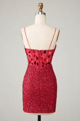 Dressystars Red Homecoming Dress Sequin Tight Short Mirror Prom Dress