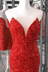 Dressystars Red Homecoming Dress Sweetheart Sequin Tight Short Prom Dress