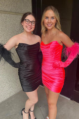 Dressystars Red Homecoming Dress Tiered Tight Short Prom Dress(Gloves are not Included)