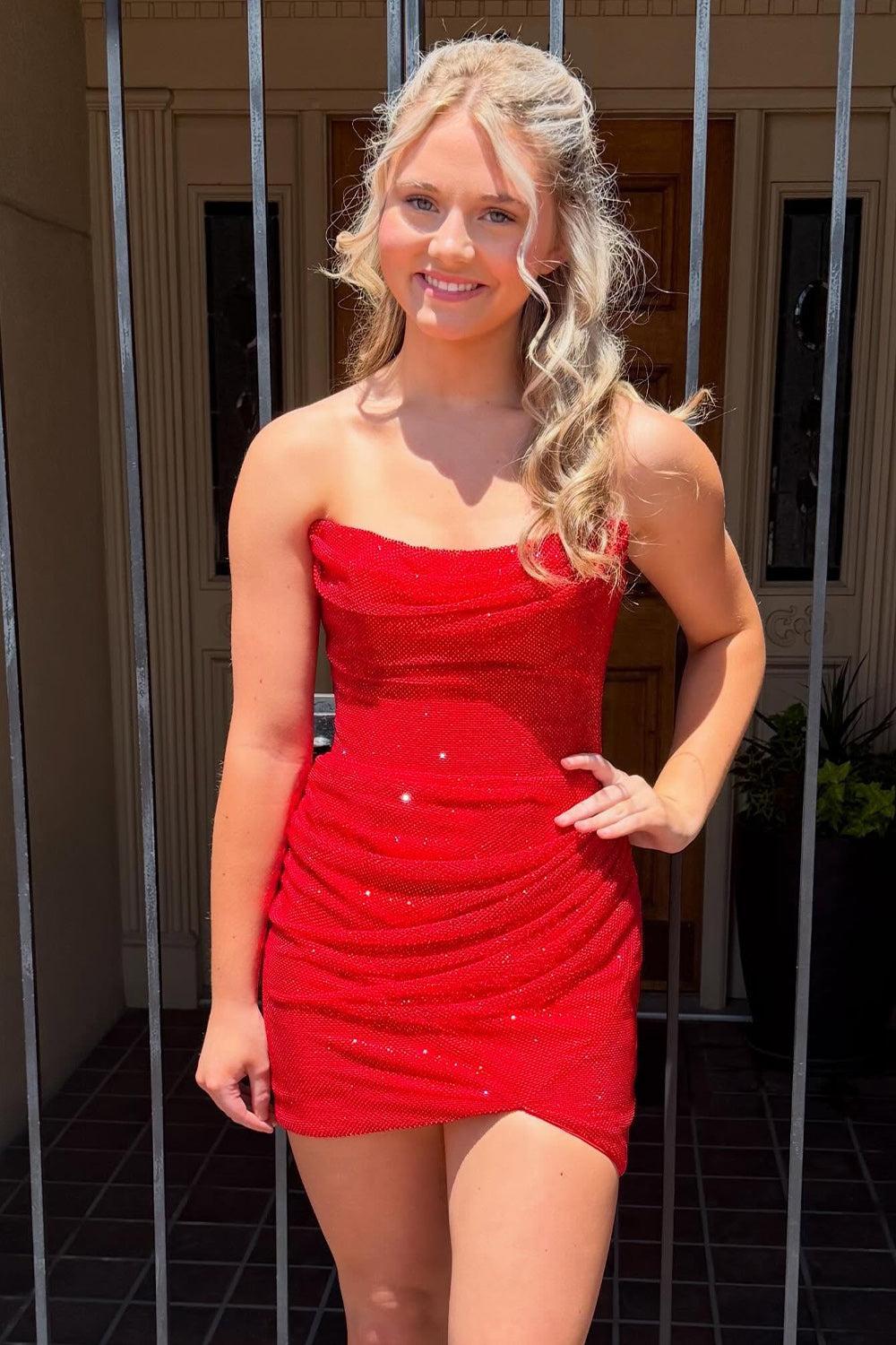 Dressystars Red Tight Strapless Short Homecoming Dress