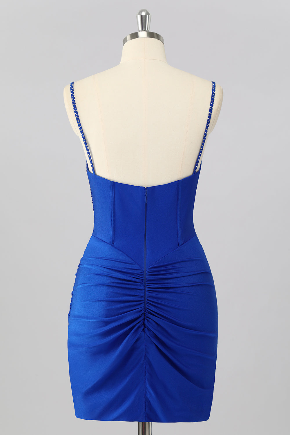 Dressystars Royal Blue Bodycon V Neck Short Corset Homecoming Dress with Beading
