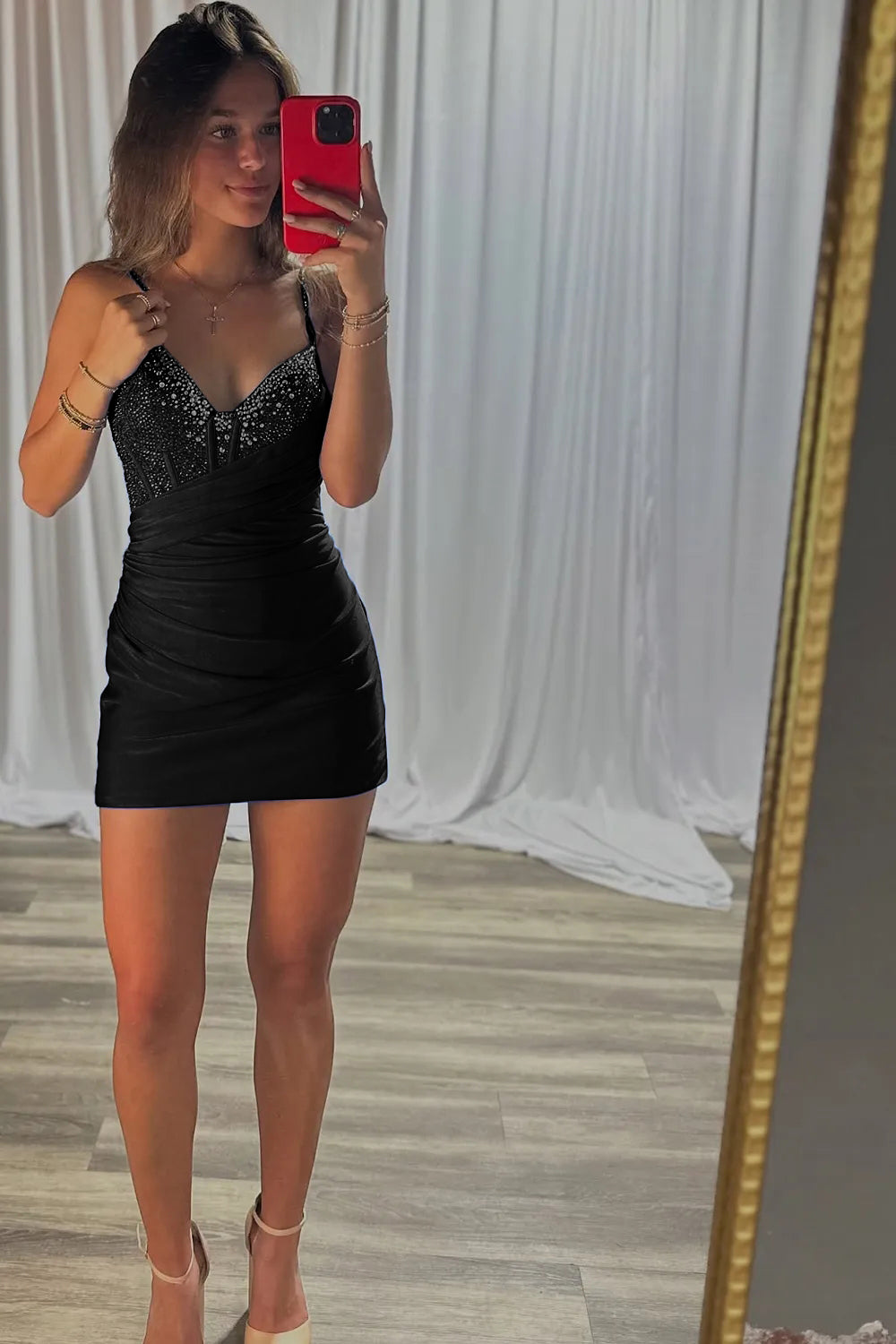 Dressystars Royal Blue Bodycon V Neck Short Corset Homecoming Dress with Beading