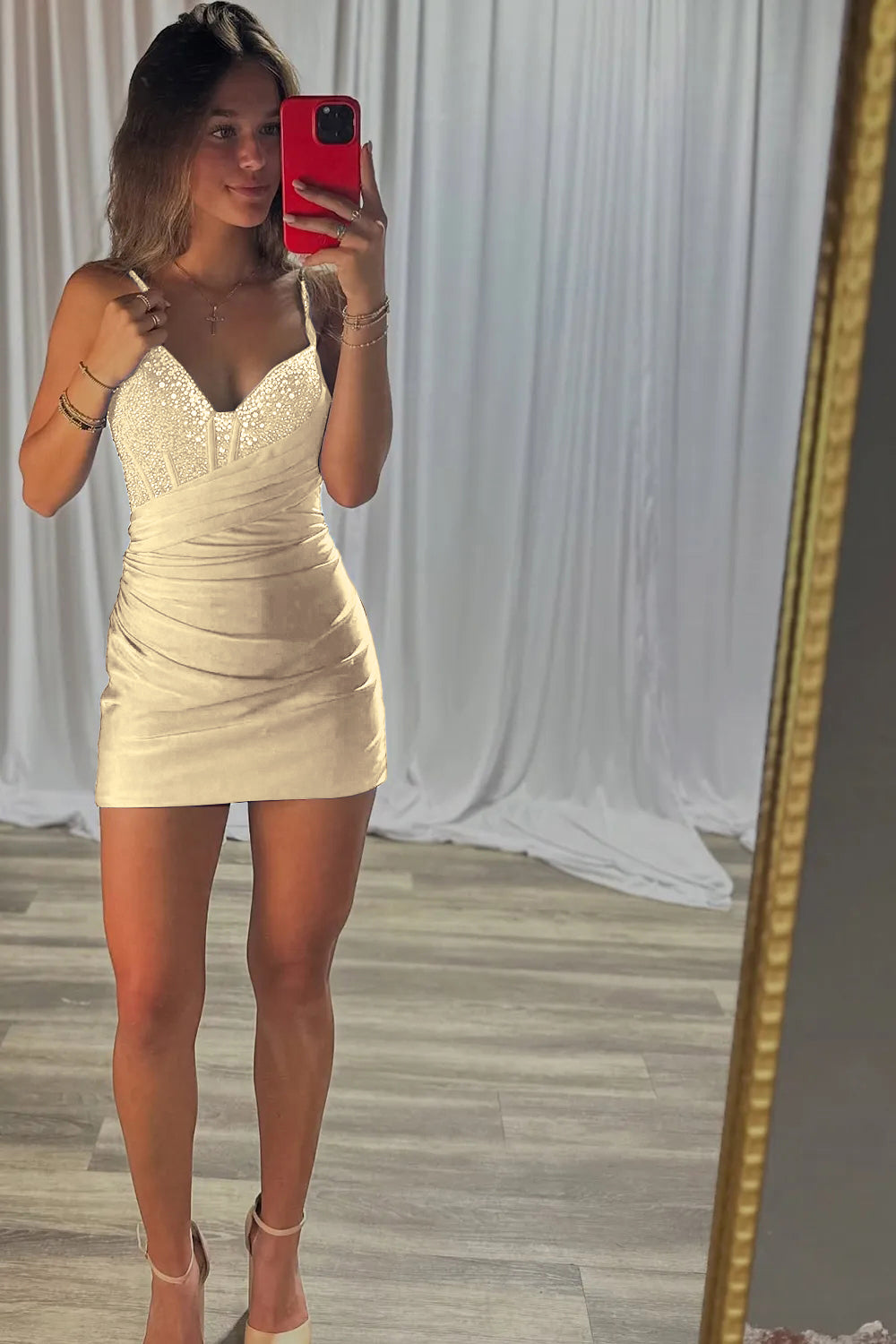 Dressystars Royal Blue Bodycon V Neck Short Corset Homecoming Dress with Beading