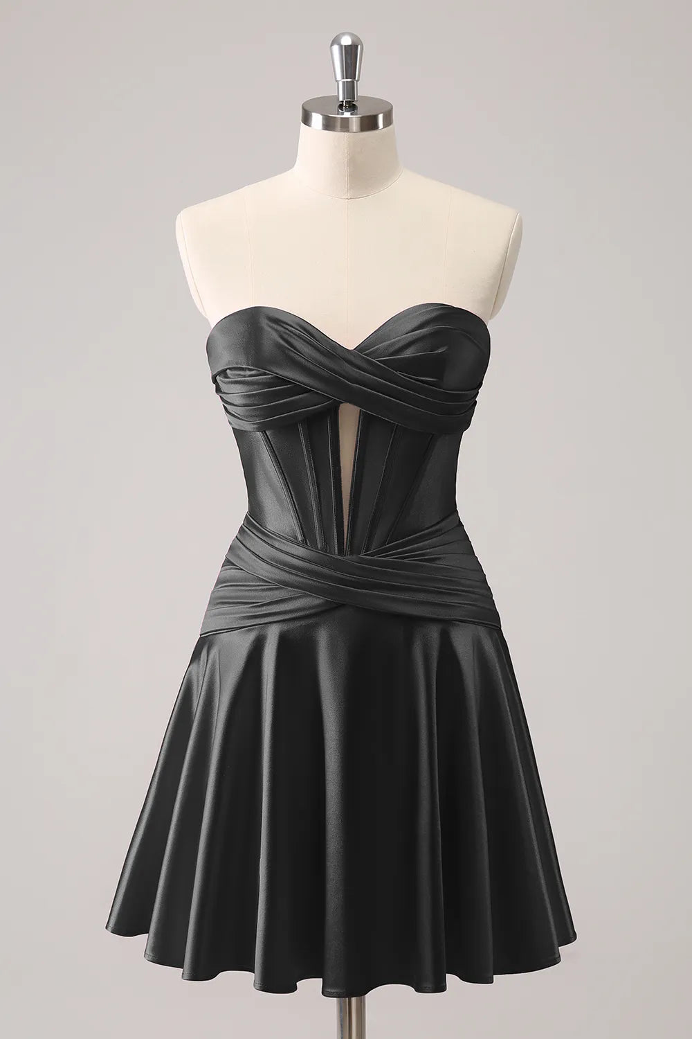 Dressystars Royal Blue Homecoming Dress A Line Strapless Corset Short Prom Dress with keyhole