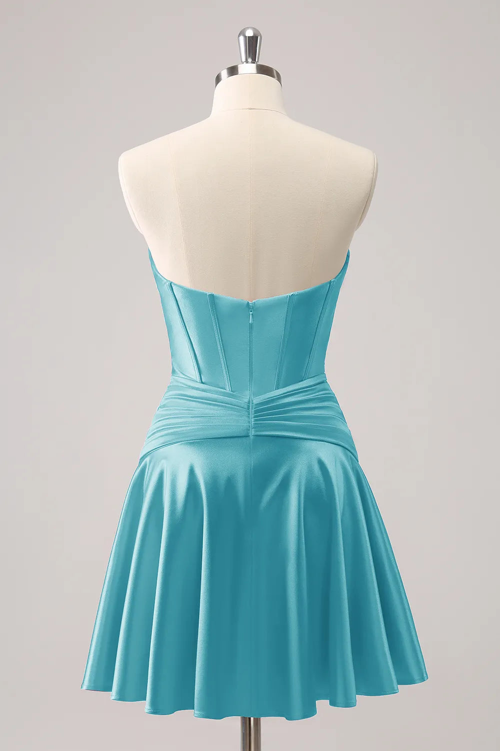 Dressystars Royal Blue Homecoming Dress A Line Strapless Corset Short Prom Dress with keyhole