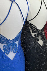Dressystars Royal Blue Homecoming Dress Beaded Back Butterflied Tight Short Prom Dress