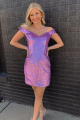 Dressystars Royal Blue Homecoming Dress Open Back Sequin Tight Hoco Dress