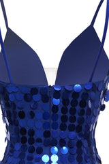 Dressystars Royal Blue Homecoming Dress Sequin Tight Short Prom Dress