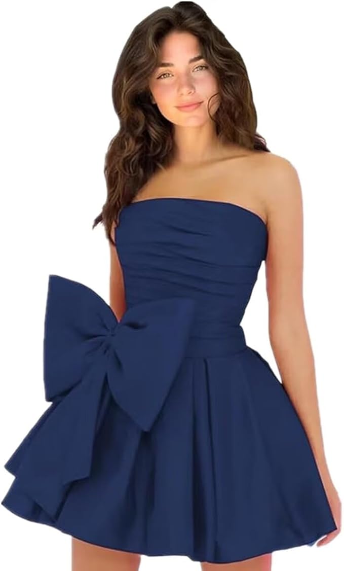 Dressystars Royal Blue Homecoming Dress Taffeta Strapless Short Party