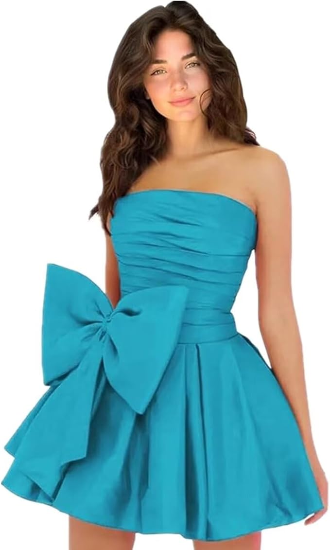 Dressystars Royal Blue Homecoming Dress Taffeta Strapless Short Party Dress