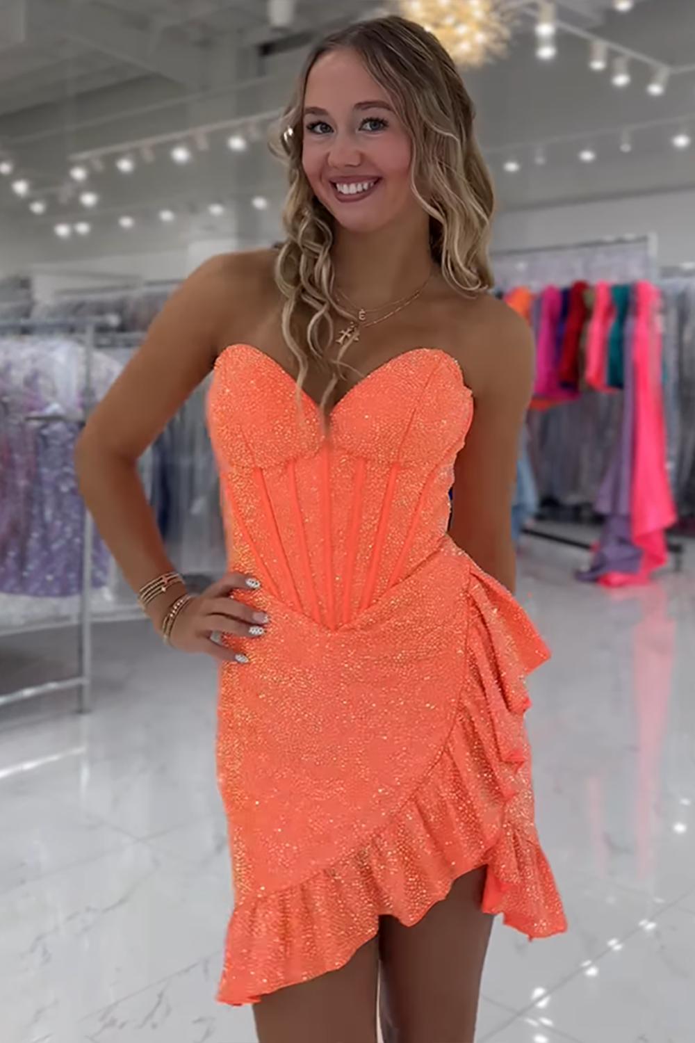 Dressystars Royal Blue Homecoming Dresses Corset Ruffled Beaded Short Tight Cocktail Dresses