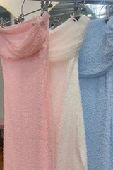 Dressystars Royal Blue Homecoming Dresses Spaghetti Straps Sequin Tight Short Cocktail Dresses With Pearls
