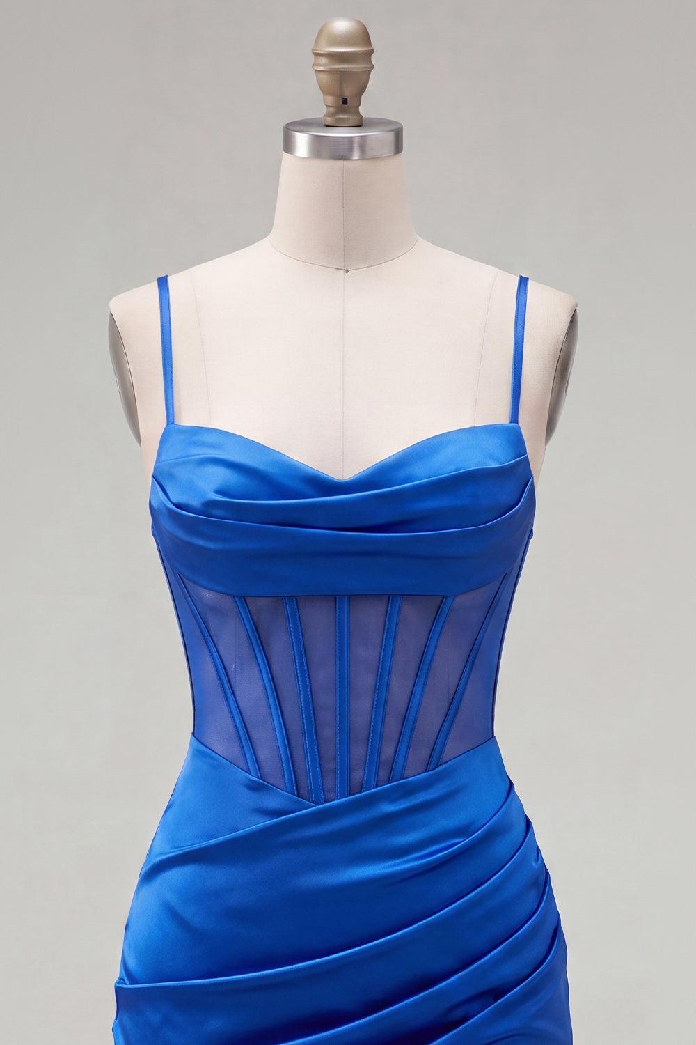 Dressystars Royal Blue Ruched Tight Corset Short Homecoming Dress